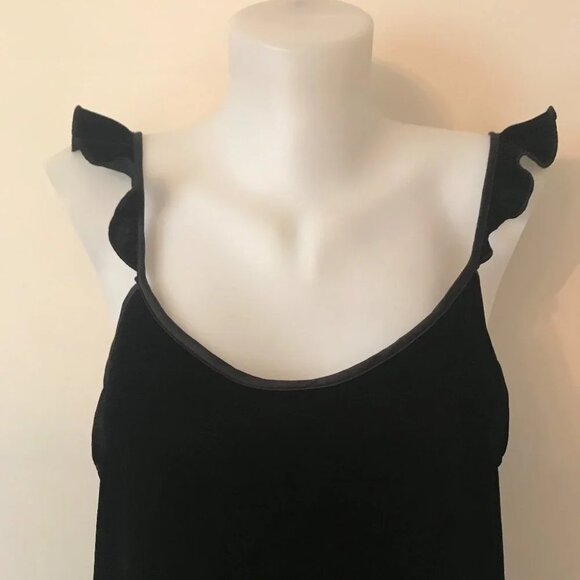 Victoria's Secret Velvet Cami Luxurious Black Ruffle  Straps Top Tank Tee Sz M - Picture 11 of 16